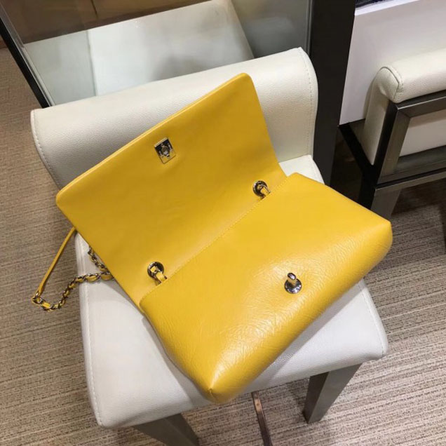 Chanel Crumpled Calfskin Bi Quilted Flap Bag A57602 Yellow 2018