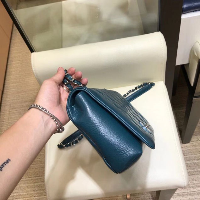 Chanel Crumpled Calfskin Bi Quilted Flap Bag A57602 Dark Green 2018
