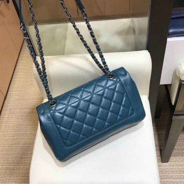 Chanel Crumpled Calfskin Bi Quilted Flap Bag A57602 Dark Green 2018
