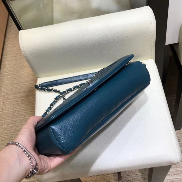 Chanel Crumpled Calfskin Bi Quilted Flap Bag A57602 Dark Green 2018