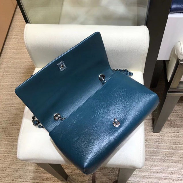 Chanel Crumpled Calfskin Bi Quilted Flap Bag A57602 Dark Green 2018