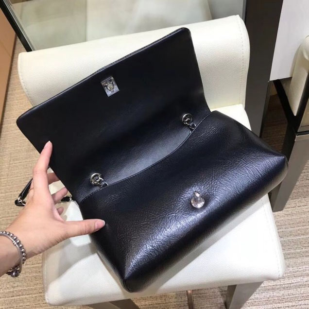 Chanel Crumpled Calfskin Bi Quilted Flap Bag A57602 Black 2018