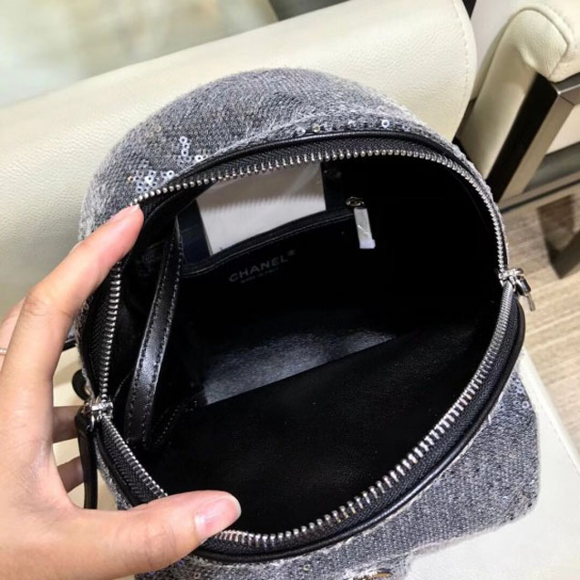 Chanel Sequins Flap Mini Backpack Bag A57418 Gray 2018