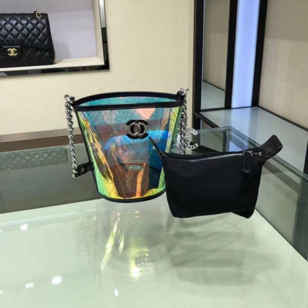 Chanel Printed PVC Coco Bucket Small Bag A57636 Multicolor 2018