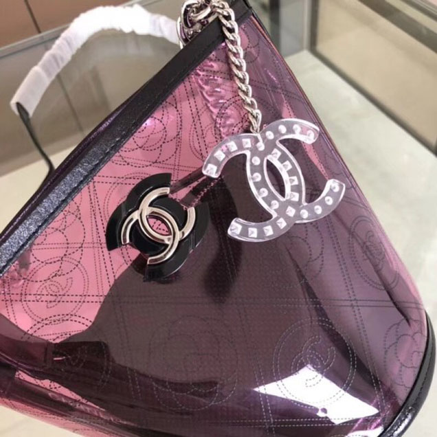 Chanel Printed PVC Coco Bucket Small Bag A57636 Black/Pink 2018