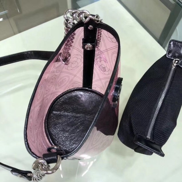 Chanel Printed PVC Coco Bucket Small Bag A57636 Black/Pink 2018