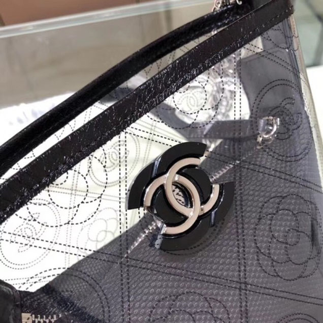 Chanel Printed PVC Coco Bucket Small Bag A57636 Black 2018