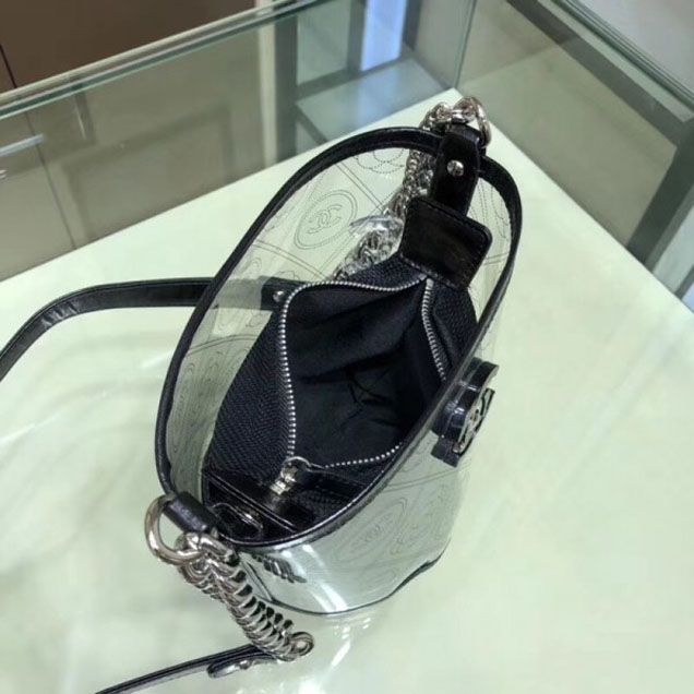 Chanel Printed PVC Coco Bucket Small Bag A57636 Black 2018