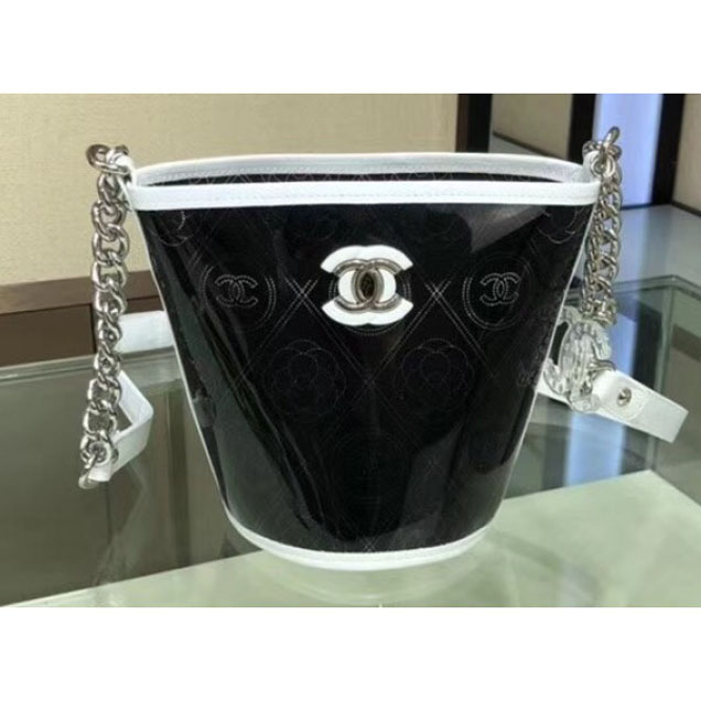 Chanel Printed PVC Coco Bucket Small Bag A57636 Black/White 2018