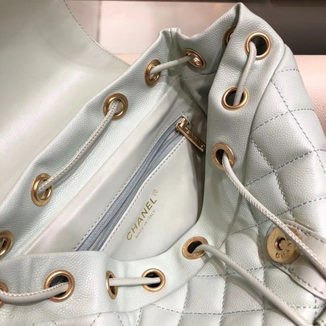 Chanel Caviar Leather CC Filigree Backpack Bag A91228 Pale Green 2018