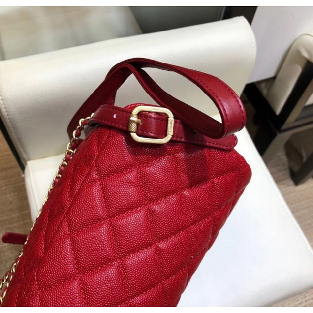 Chanel Caviar Leather CC Filigree Backpack Bag A91228 Red 2018