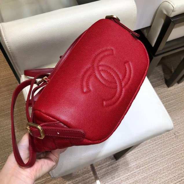 Chanel Caviar Leather CC Filigree Backpack Bag A91228 Red 2018