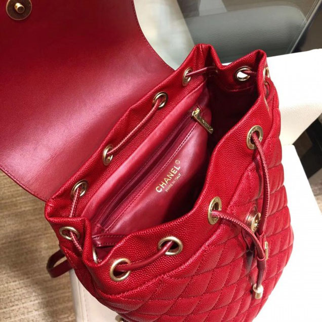Chanel Caviar Leather CC Filigree Backpack Bag A91228 Red 2018