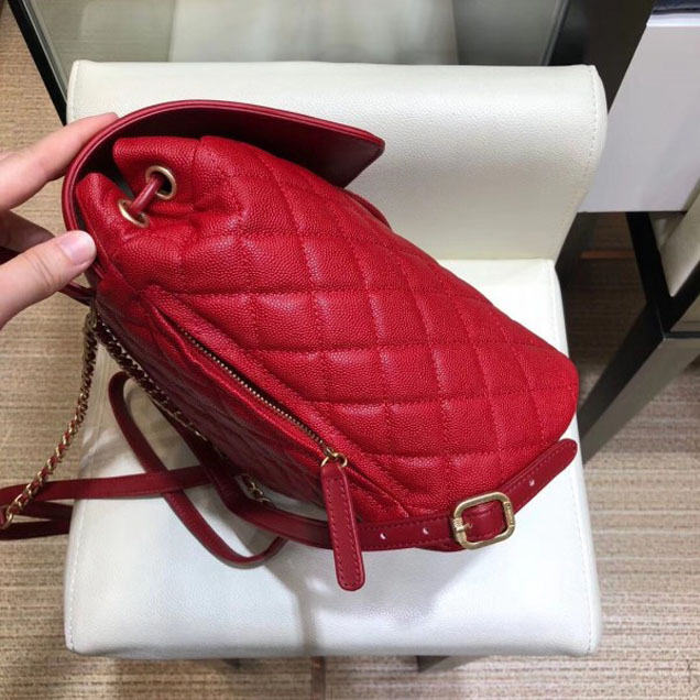 Chanel Caviar Leather CC Filigree Backpack Bag A91228 Red 2018