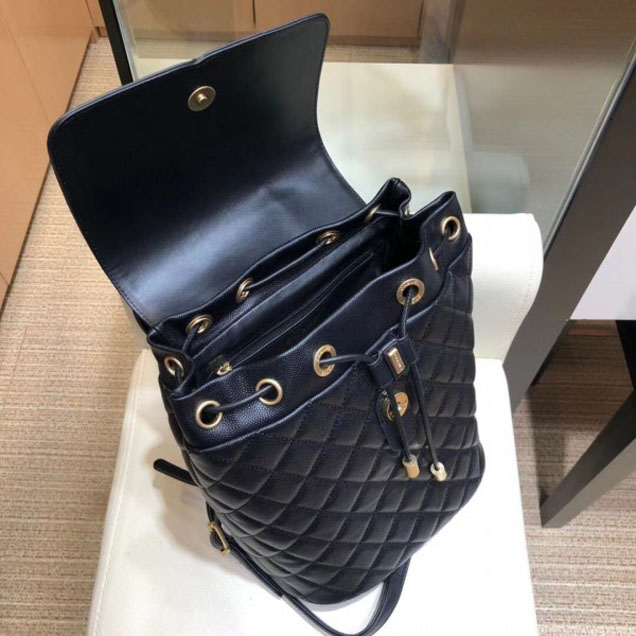Chanel Caviar Leather CC Filigree Backpack Bag A91228 Black 2018