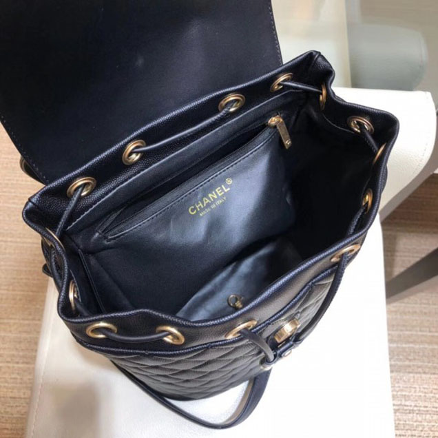 Chanel Caviar Leather CC Filigree Backpack Bag A91228 Black 2018