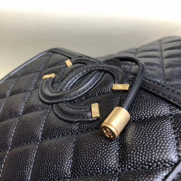 Chanel Caviar Leather CC Filigree Backpack Bag A91228 Black 2018