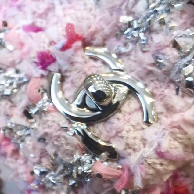 Chanel Tweed Sequins Small Flap Bag Pink 2018