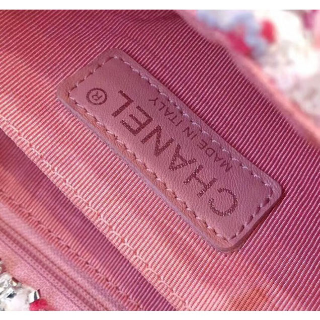 Chanel Tweed Sequins Small Flap Bag Pink 2018