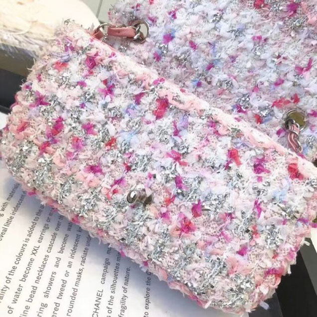 Chanel Tweed Sequins Small Flap Bag Pink 2018