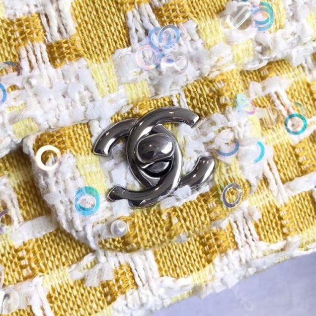 Chanel Tweed Sequins Small Flap Bag Yellow 2018