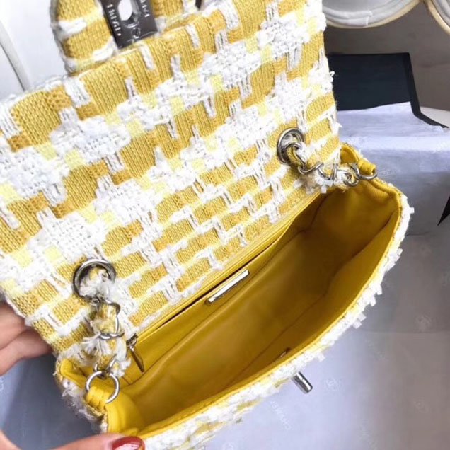 Chanel Tweed Sequins Small Flap Bag Yellow 2018