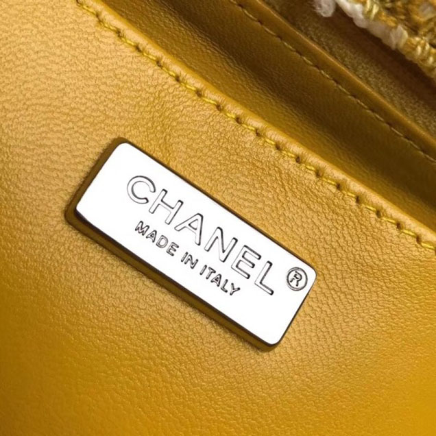 Chanel Tweed Sequins Small Flap Bag Yellow 2018