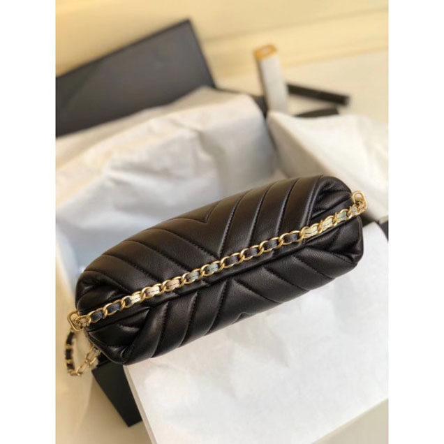 Chanel Chevron Multicolor Chain Bucket Bag Black 2018