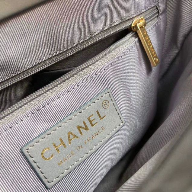 Chanel Chevron Multicolor Chain Bucket Bag Gray 2018
