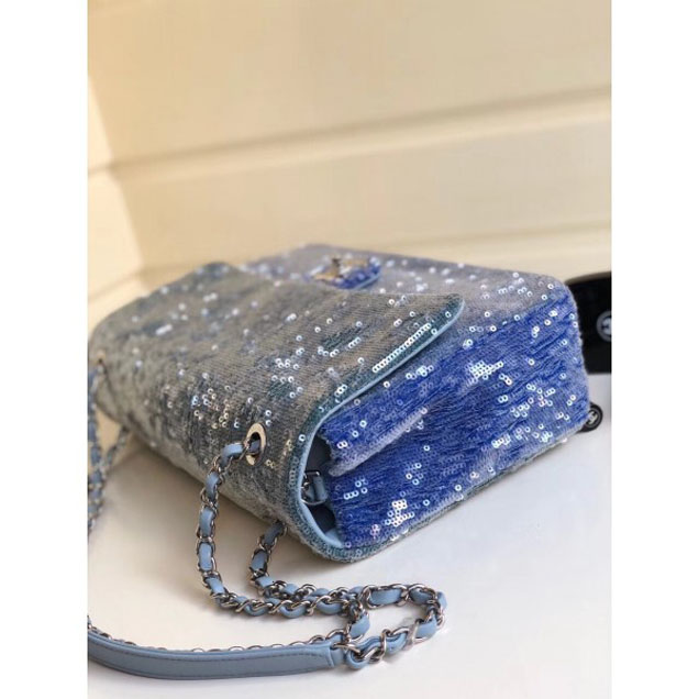 Chanel Sequins Flap Bag A57413 Blue 2018