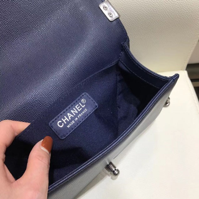 Chanel Small Boy Flap Shoulder Bag in Original Caviar Leather Royal Blue with Silver Hardware