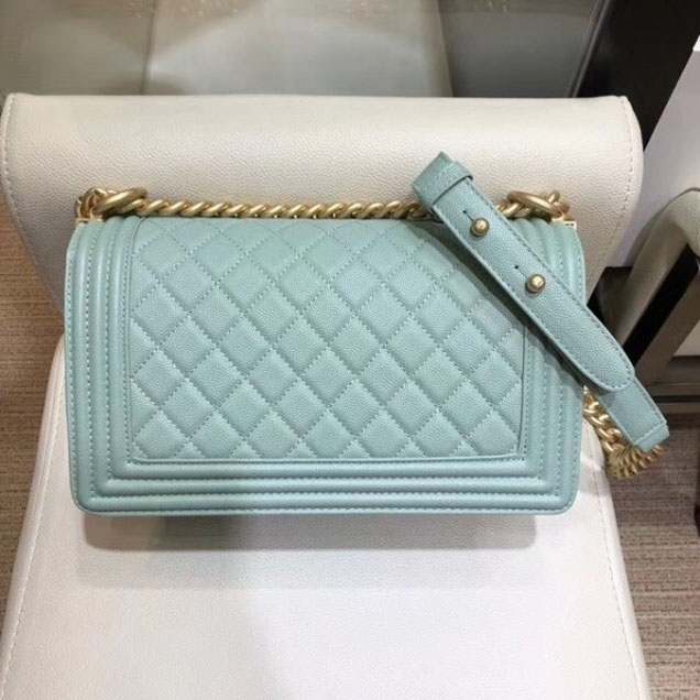 Chanel Medium Boy Flap Shoulder Bag A67086 in Original Caviar Leather Turquoise with Gold Hardware