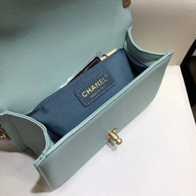 Chanel Small Boy Flap Shoulder Bag in Original Caviar Leather Turquoise with Gold Hardware