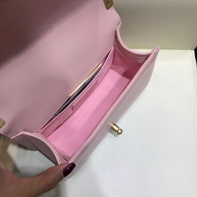 Chanel Small Lambskin Chevron Boy Flap Shoulder Bag Light Pink with Gold Hardware 2018