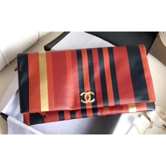 Chanel Striped Calfskin Greek Clutches Clutch Bag A57237 2018