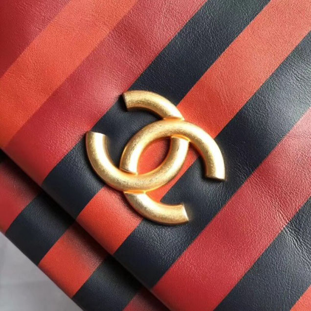 Chanel Striped Calfskin Greek Clutches Clutch Bag A57237 2018