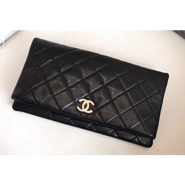 Chanel Quilted Calfskin Greek Clutches Clutch Bag A57237 Black 2018