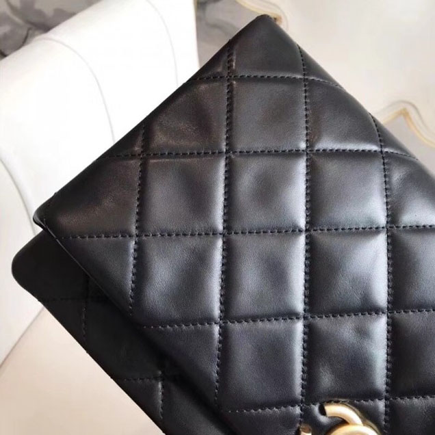 Chanel Quilted Calfskin Greek Clutches Clutch Bag A57237 Black 2018