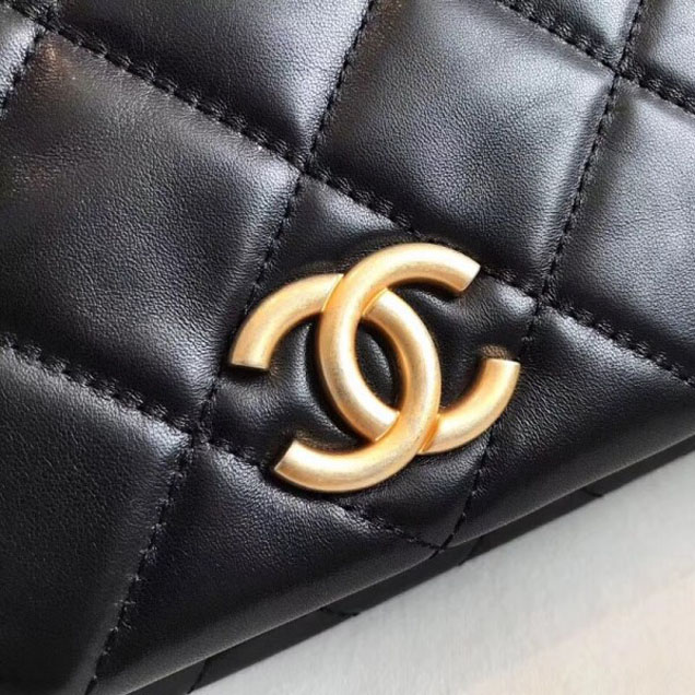 Chanel Quilted Calfskin Greek Clutches Clutch Bag A57237 Black 2018