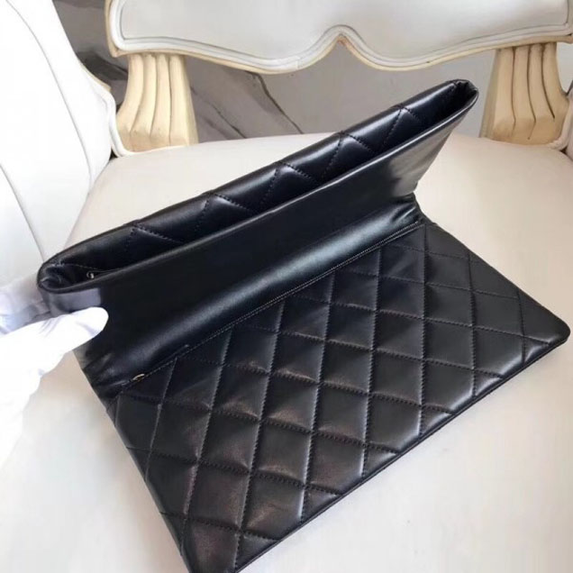 Chanel Quilted Calfskin Greek Clutches Clutch Bag A57237 Black 2018