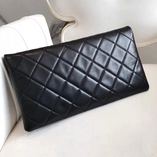 Chanel Quilted Calfskin Greek Clutches Clutch Bag A57237 Black 2018