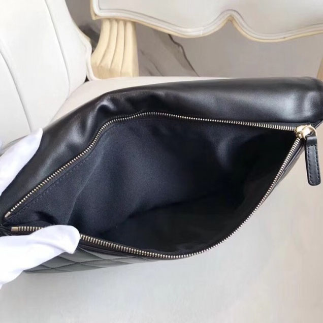 Chanel Quilted Calfskin Greek Clutches Clutch Bag A57237 Black 2018