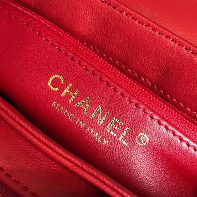 Chanel Chevron Chic Lambskin Gold-tone Metal Small Flap Bag A57431 Red 2018