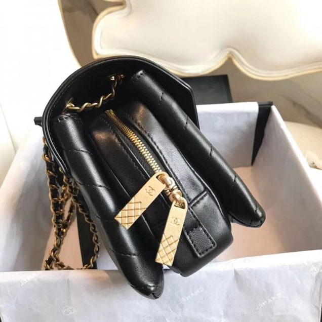 Chanel Chevron Chic Lambskin Gold-tone Metal Small Flap Bag A57431 Black 2018