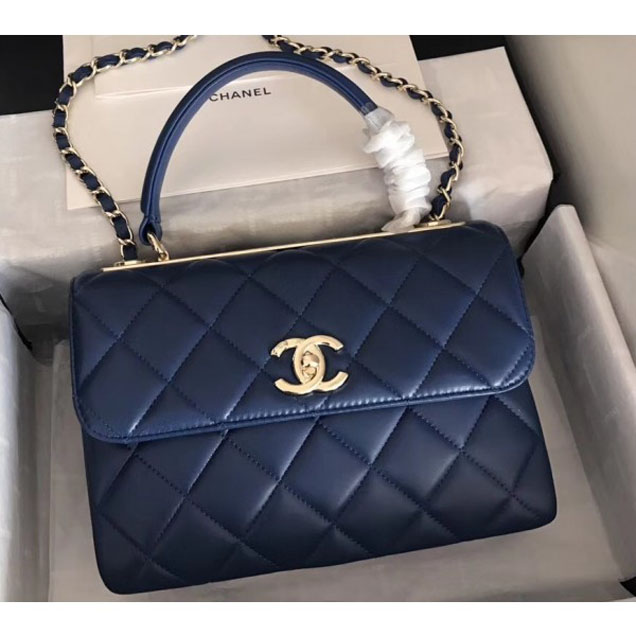 Chanel Trendy CC Small Flap Top Handle Bag A92236 Royal Blue/Gold