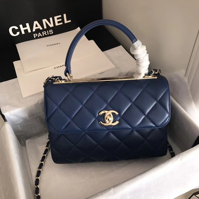 Chanel Trendy CC Small Flap Top Handle Bag A92236 Royal Blue/Gold