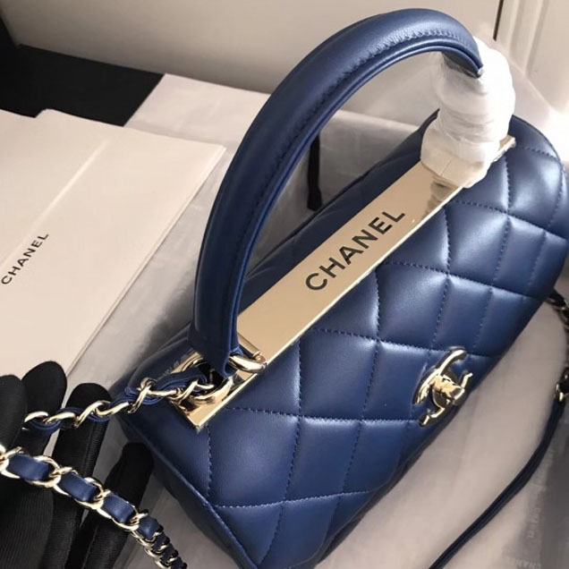 Chanel Trendy CC Small Flap Top Handle Bag A92236 Royal Blue/Gold