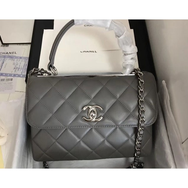 Chanel Trendy CC Small Flap Top Handle Bag A92236 Gray/Silver