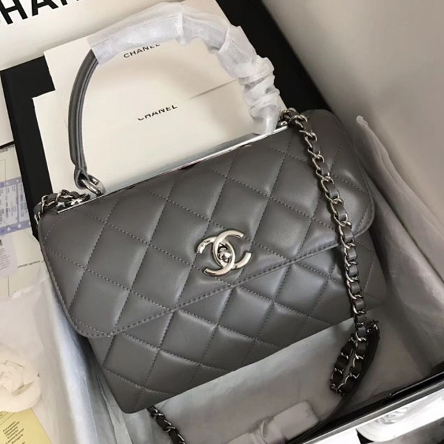 Chanel Trendy CC Small Flap Top Handle Bag A92236 Gray/Silver