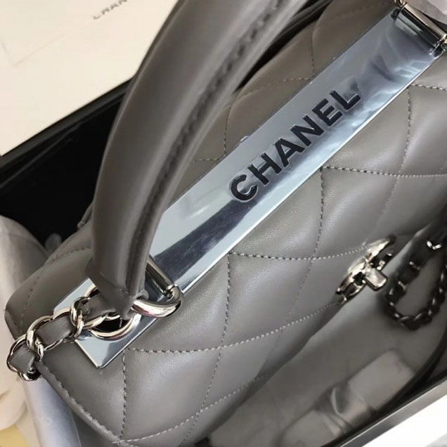 Chanel Trendy CC Small Flap Top Handle Bag A92236 Gray/Silver